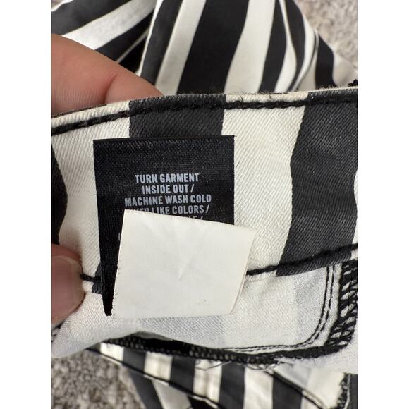 Blackheart Size 3 Stingerette Y2K Goth Emo Grunge Pants Black White Striped - Picture 11 of 12